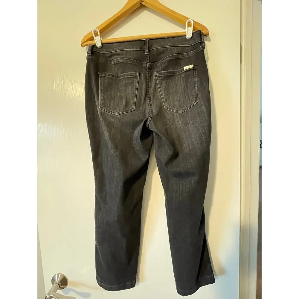 WHBM The Straight Crop High Rise Curvy Jeans Black Faded 90s Revival Grunge 6 - Picture 2 of 4